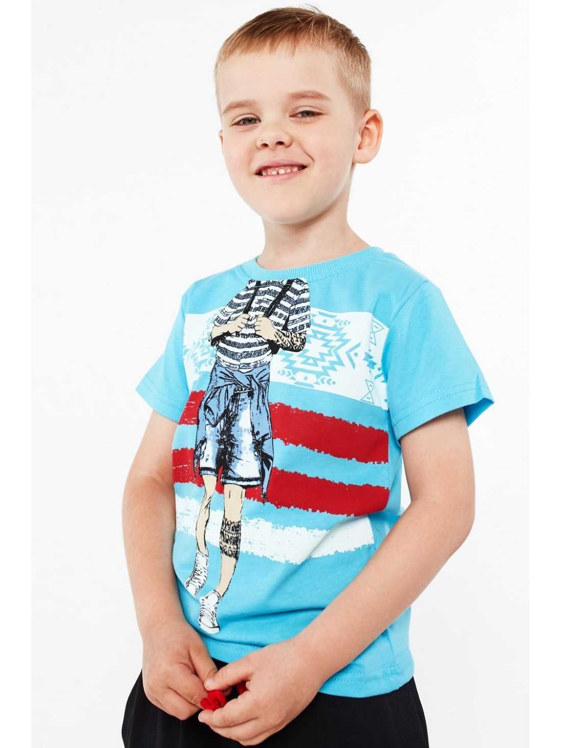 Boy\'s T-shirt with print, blue NDZ4461 - Online store - Boutique